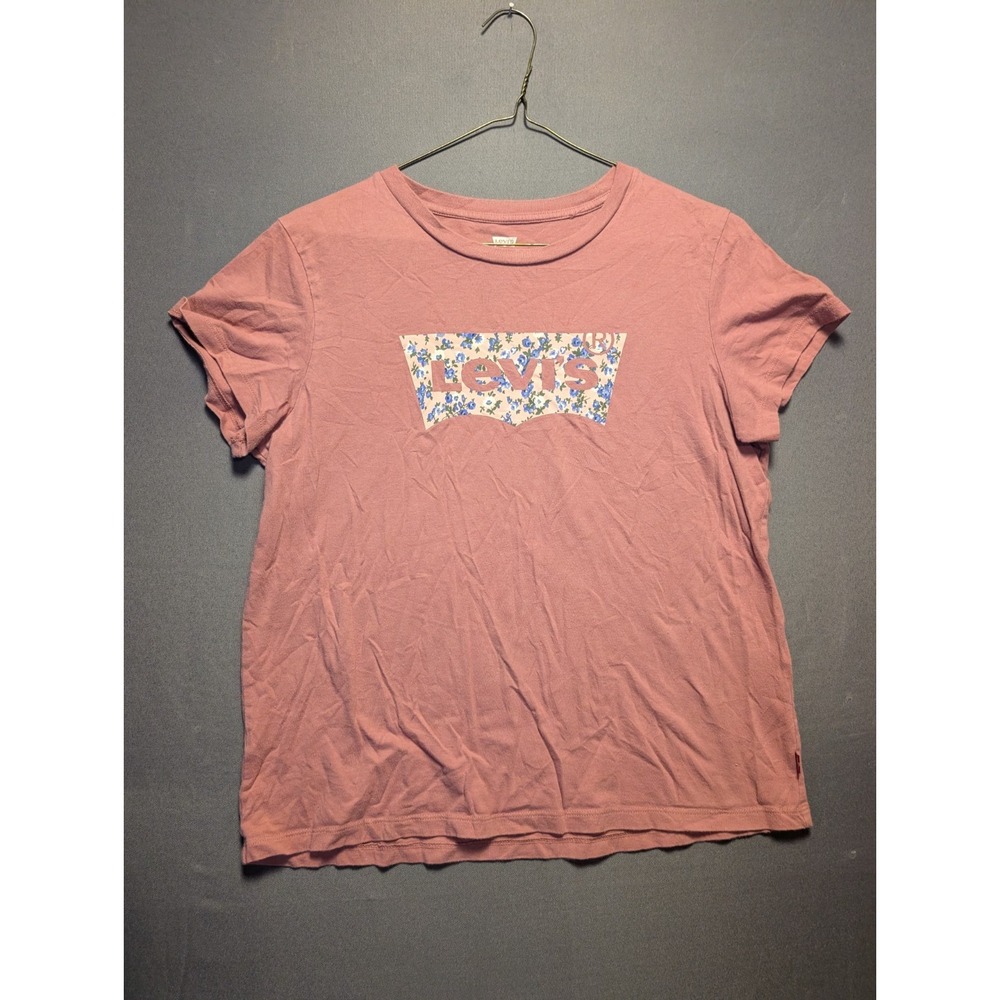 Levis Perfect T Shirt Womens Medium Mauve Pink Floral Print Box Standard Fit